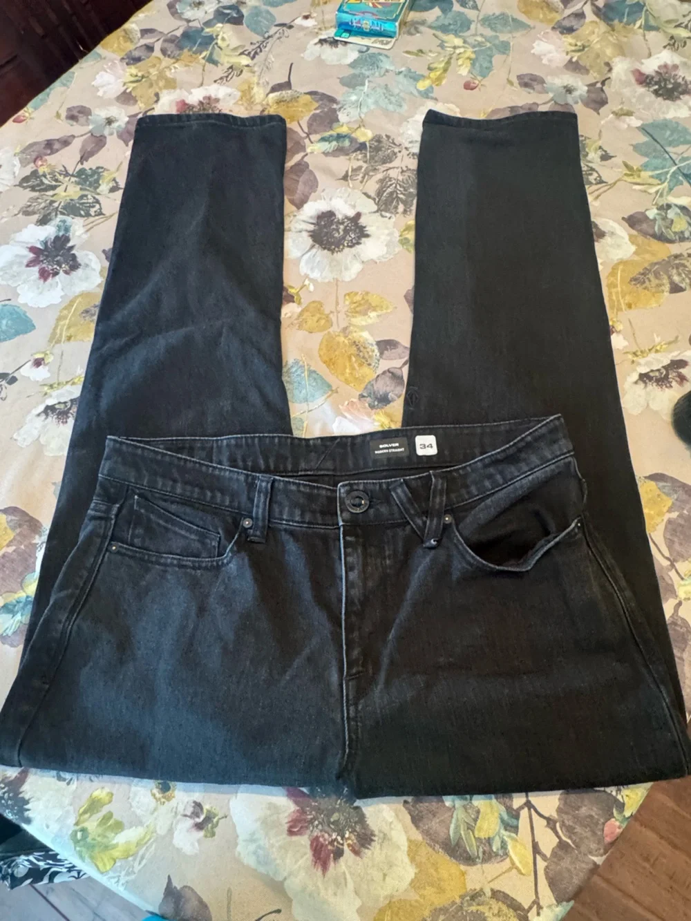 Volcom Men's Black Solver Modern Straight Jeans Size 34/30